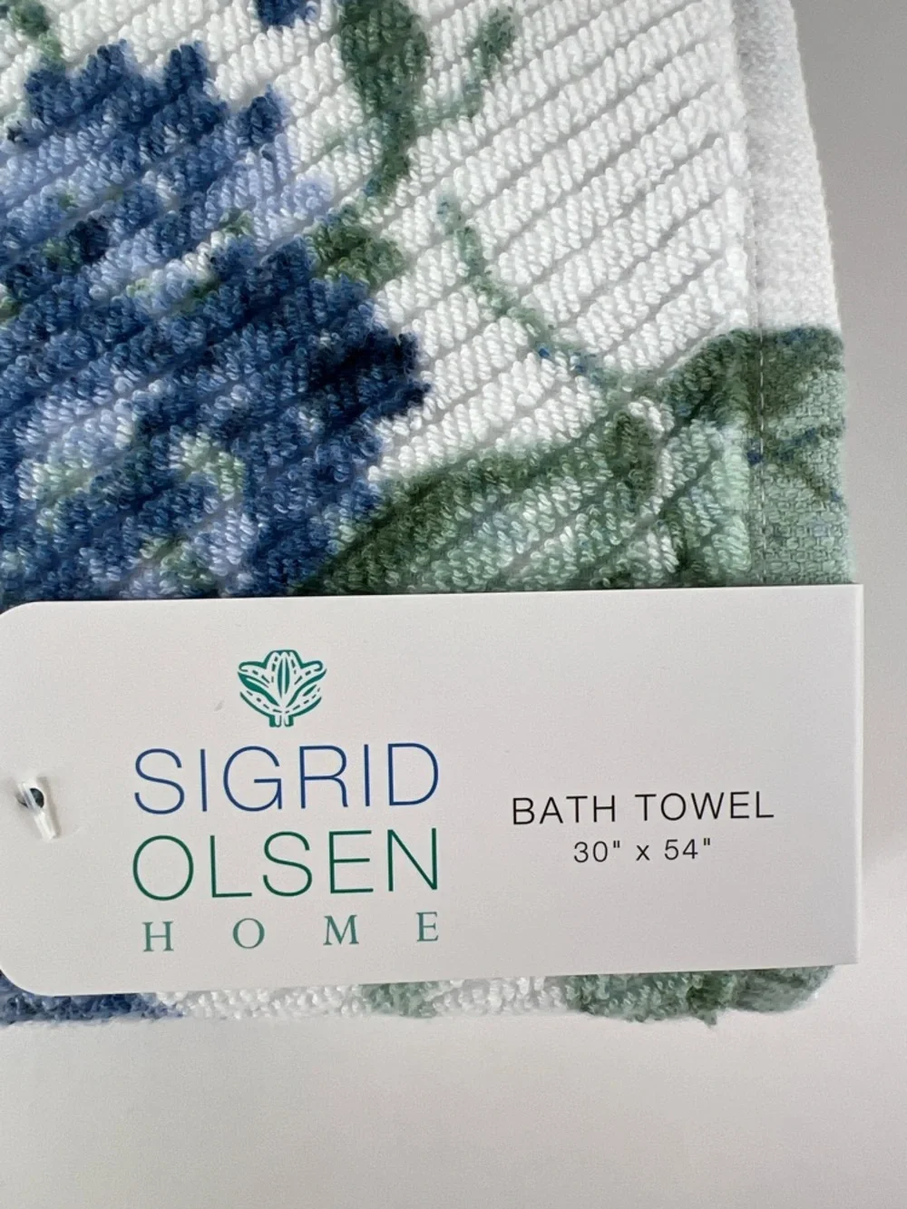 Sigrid Olsen Bath Towel Set Blue Green Hydrangea Floral Soft Cotton Set of 2 NEW